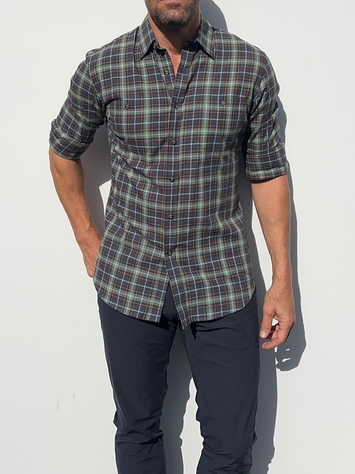 Sage, Blue & Brown Flannel - Sage Blue Brown