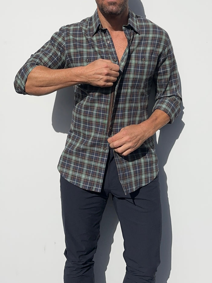 Sage, Blue & Brown Flannel - Sage Blue Brown