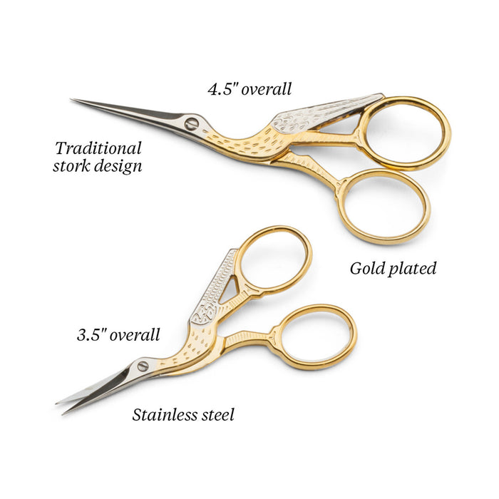 Set of Two Stork Embroidery Scissors