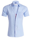Short Sleeve 1-Pocket Linen - Light Blue