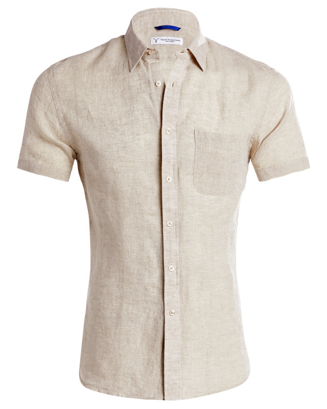 Short Sleeve 1-Pocket Linen - Natural