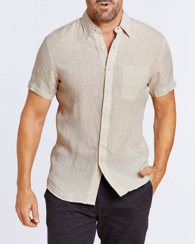 Short Sleeve 1-Pocket Linen - Natural