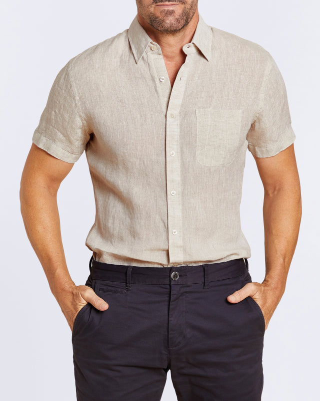 Short Sleeve 1-Pocket Linen - Natural