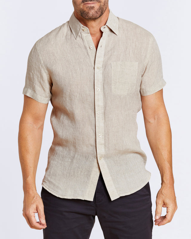 Short Sleeve 1-Pocket Linen - Natural