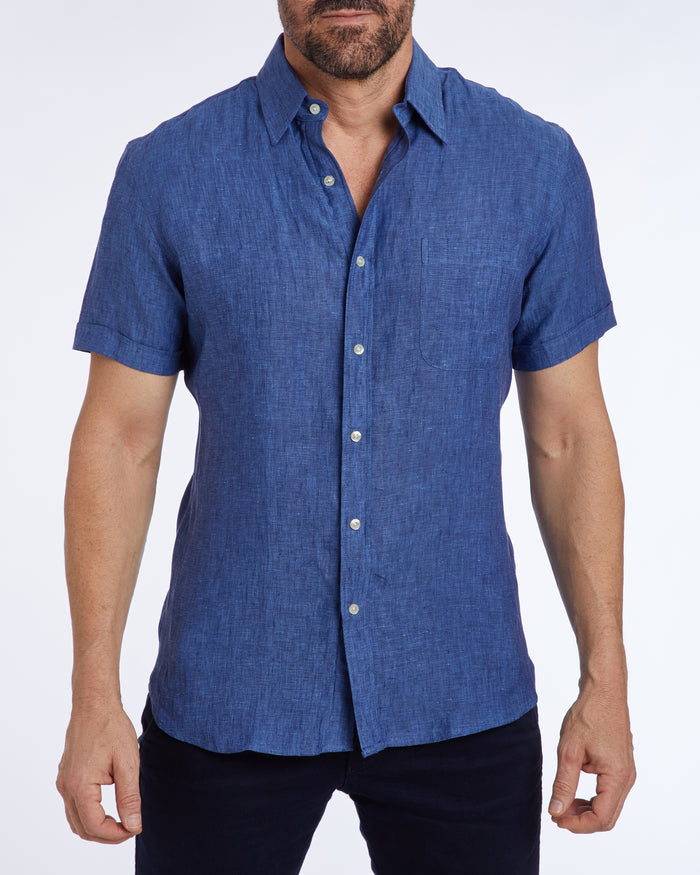 Short Sleeve 1-Pocket Linen - Tan Khaki
