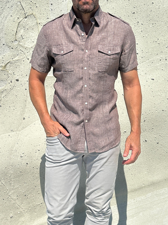 Short Sleeve Linen Raider Shirt - Small Batch Series - Cafe