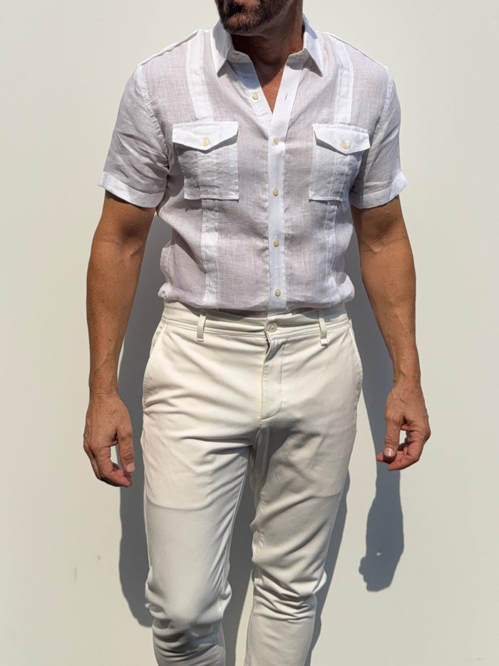 Short Sleeve Linen Raider Shirt - Small Batch Series - White