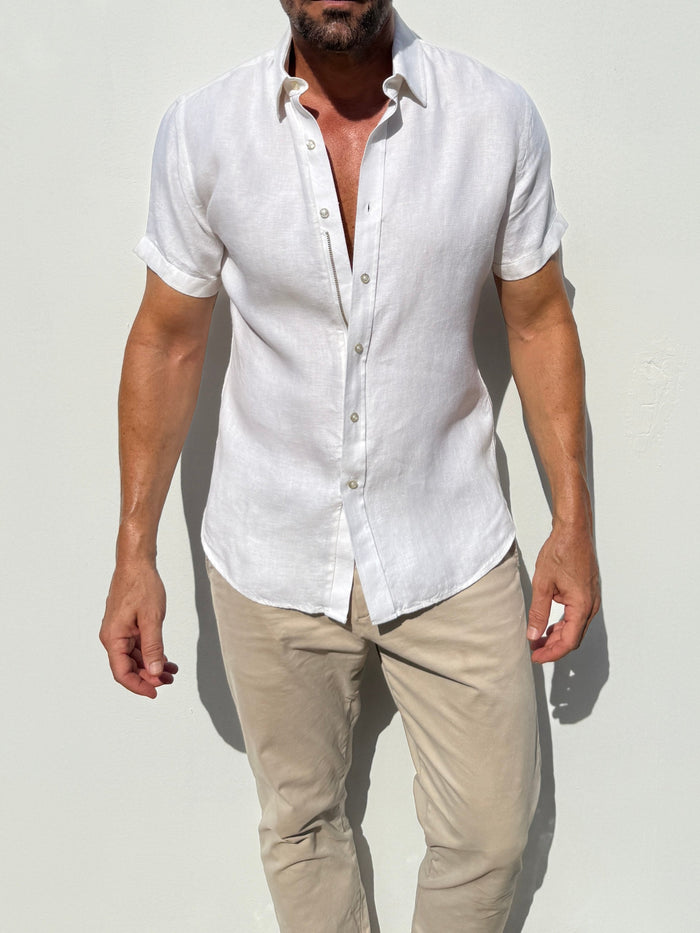 Short Sleeve Robust Linen - Ivory