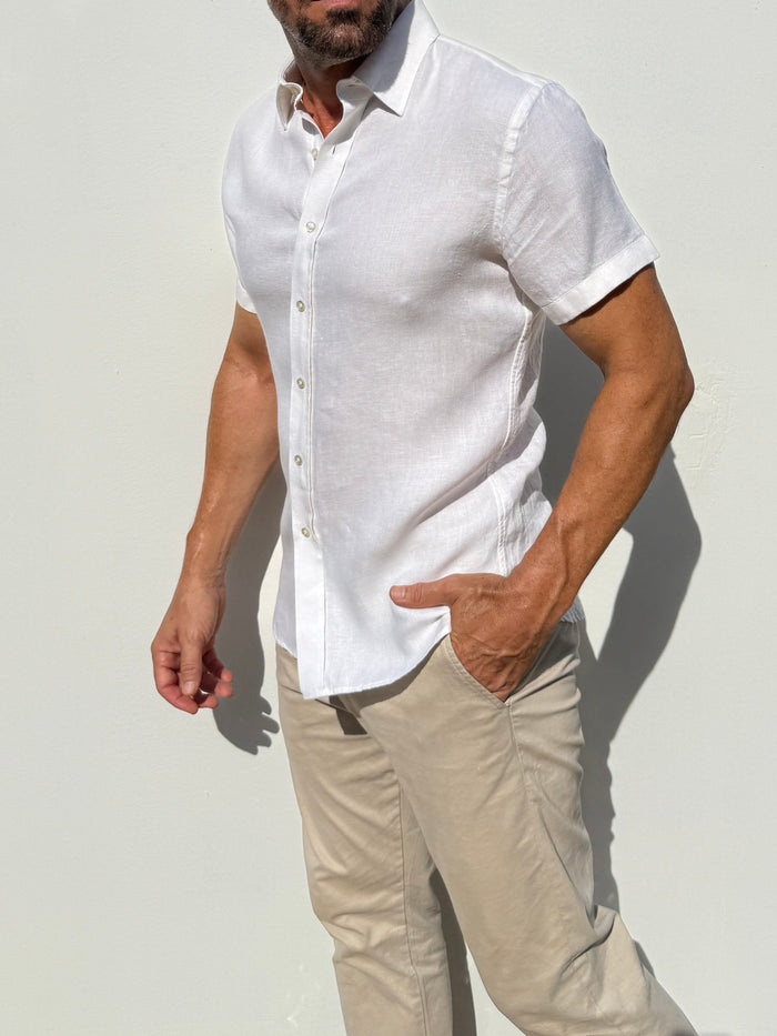 Short Sleeve Robust Linen - Ivory