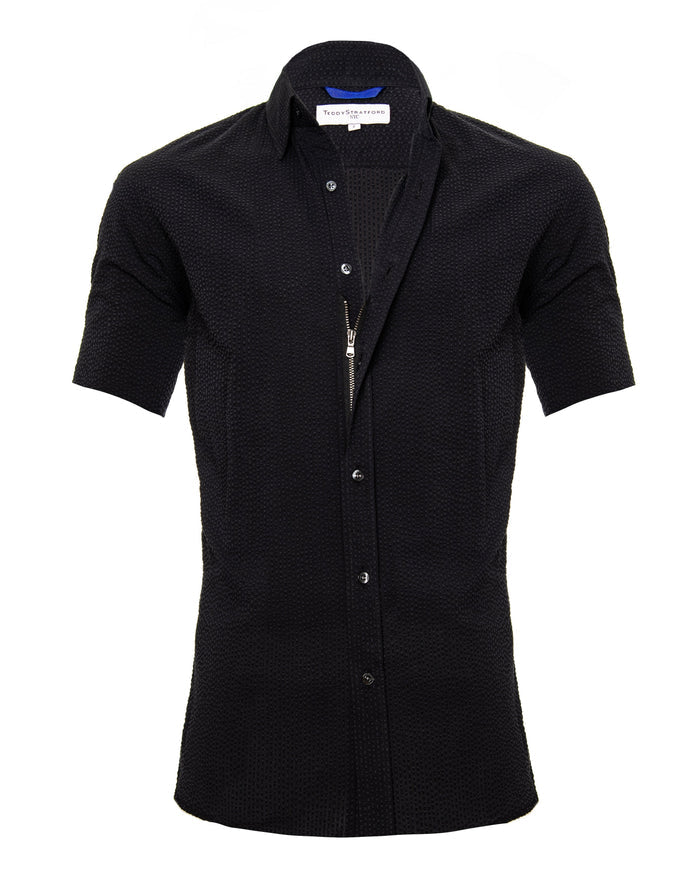 Short Sleeve Seersucker - Black- Small Batch #701