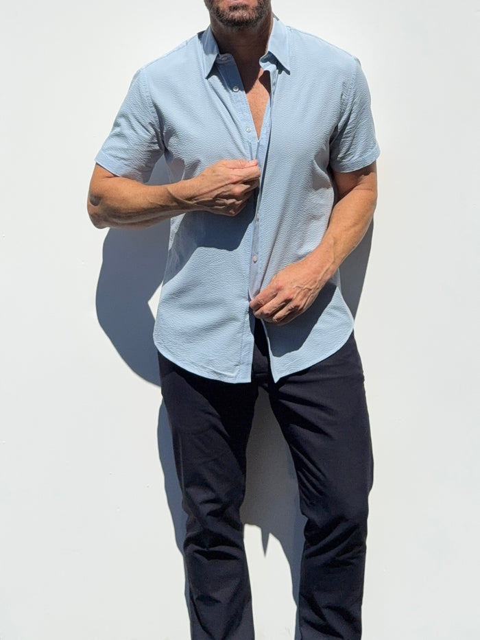 Short Sleeve Seersucker - Light Blue- Small Batch #705