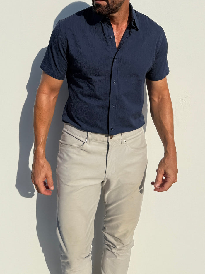 Short Sleeve Seersucker - Navy- Small Batch #703