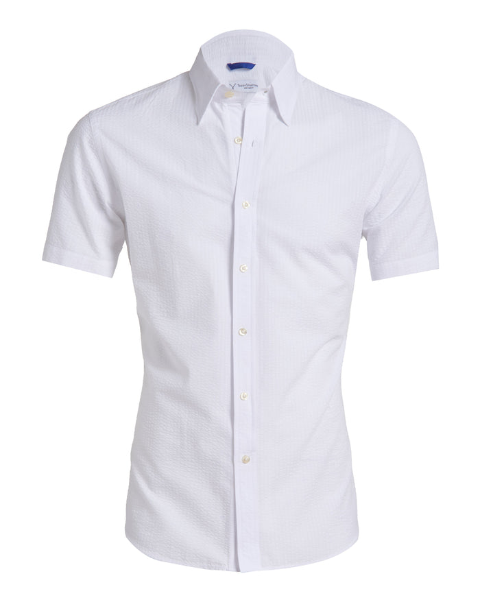 Short Sleeve Seersucker - White- Small Batch #702