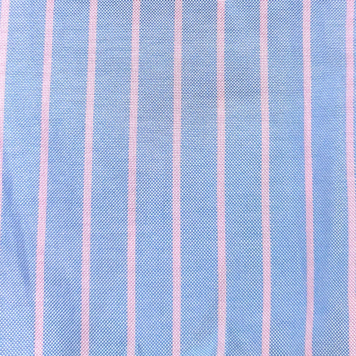Short Sleeve Striped Oxford - Light Blue Pink Stripe