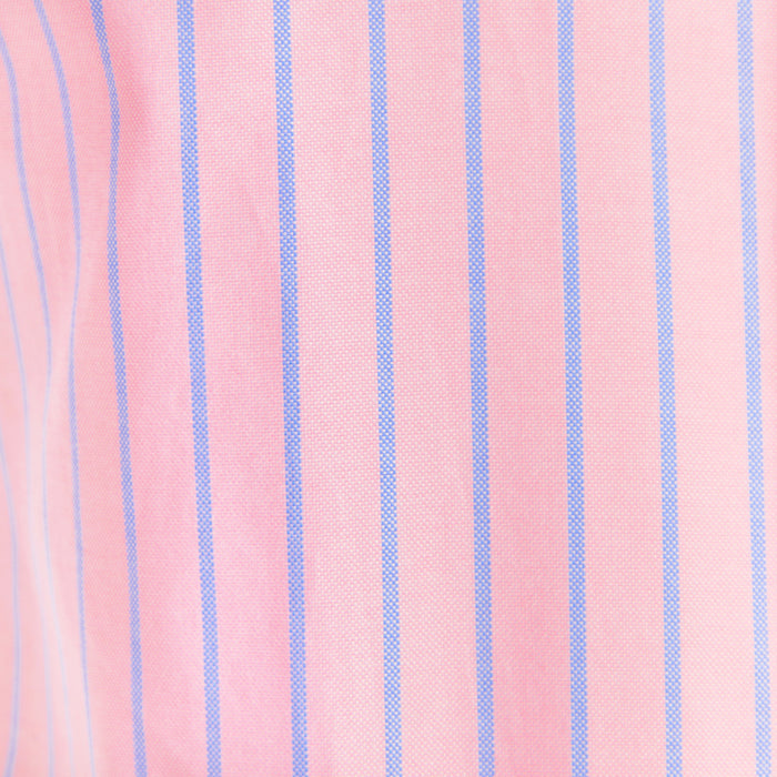 Short Sleeve Striped Oxford - Pink w/Blue Stripe
