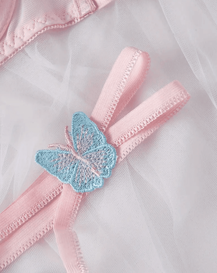 butterfly embroidered thong lingerie strap