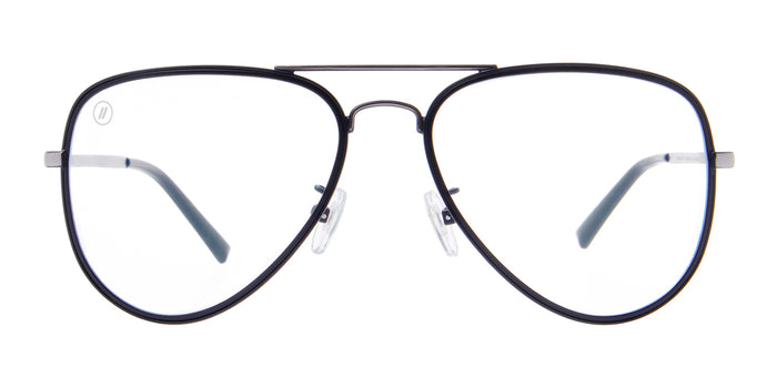 Spider Jet Blue Light Glasses - Matte Black Stainless Steel Frame with Clear Lens