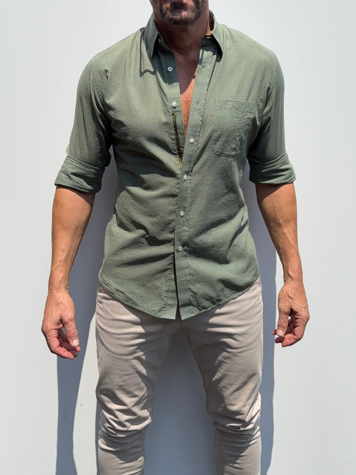 Super Lightweight Cotton- Long Sleeve - Moss Green