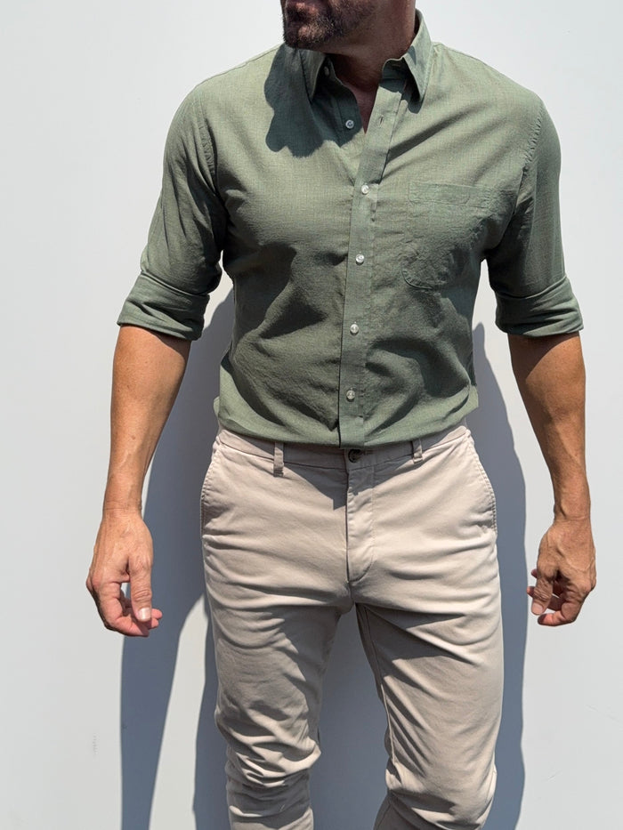 Super Lightweight Cotton- Long Sleeve - Moss Green