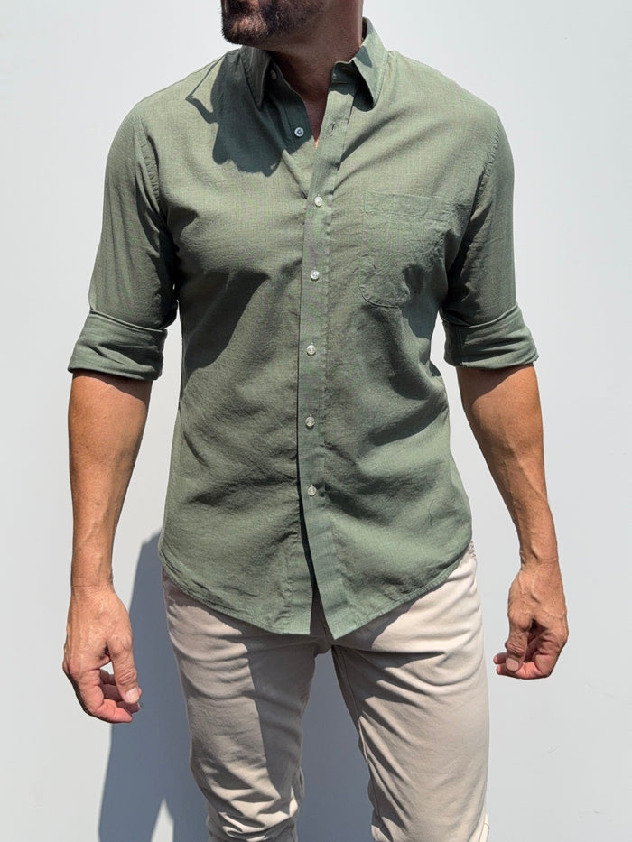 Super Lightweight Cotton- Long Sleeve - Moss Green