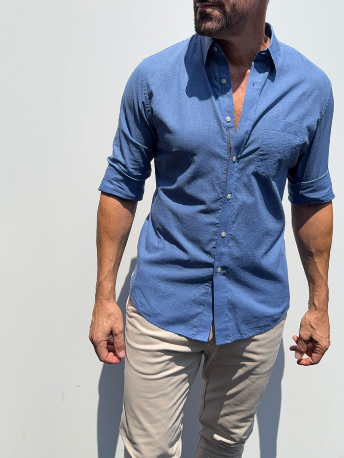 Super Lightweight Cotton- Long Sleeve - Pacific Blue