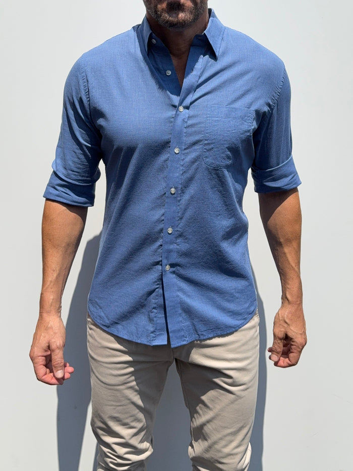 Super Lightweight Cotton- Long Sleeve - Pacific Blue
