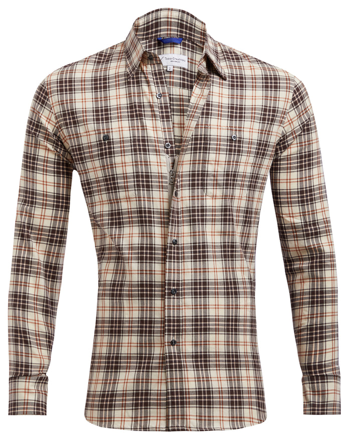 Tan & Brown Plaid Flannel - Tan & Brown
