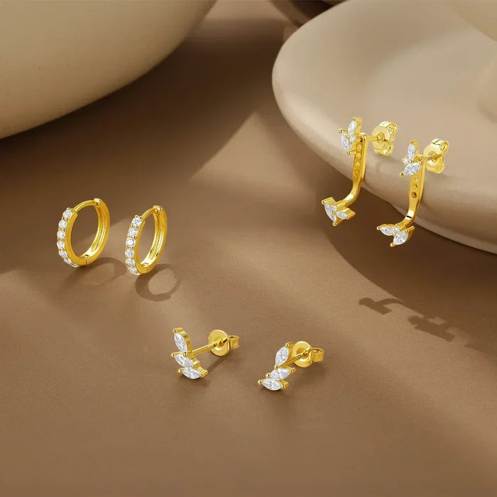 Tereza | Gold-Plated Line Clean Delicate Earrings