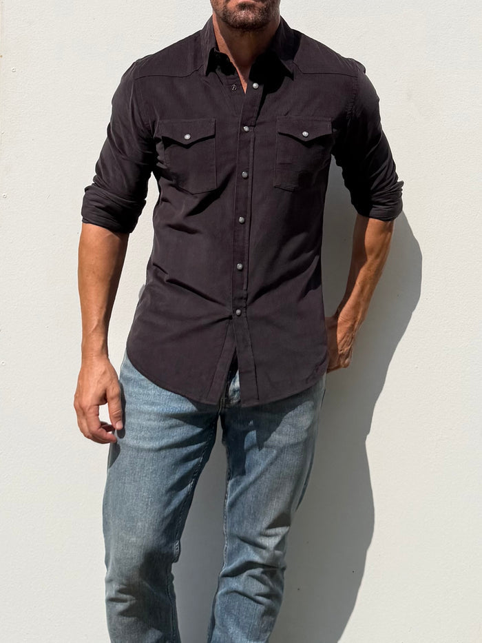 The Corduroy Western - Chocolate Brown/Gray
