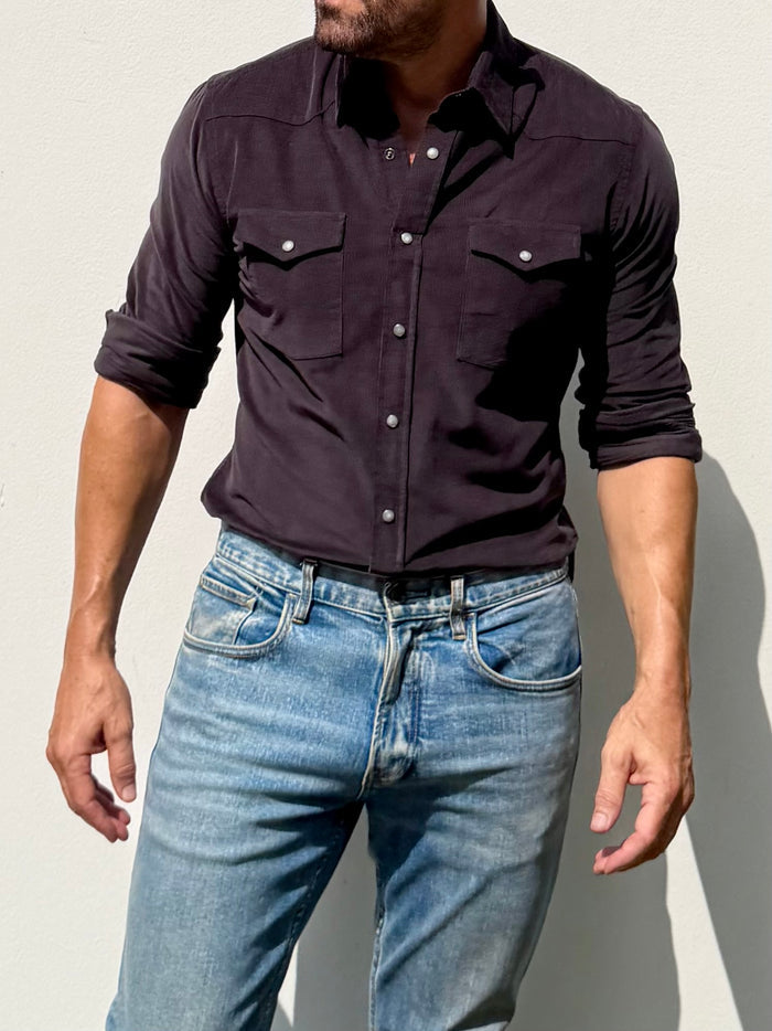 The Corduroy Western - Chocolate Brown/Gray