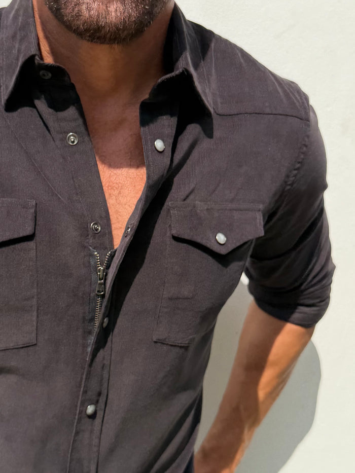 The Corduroy Western - Chocolate Brown/Gray