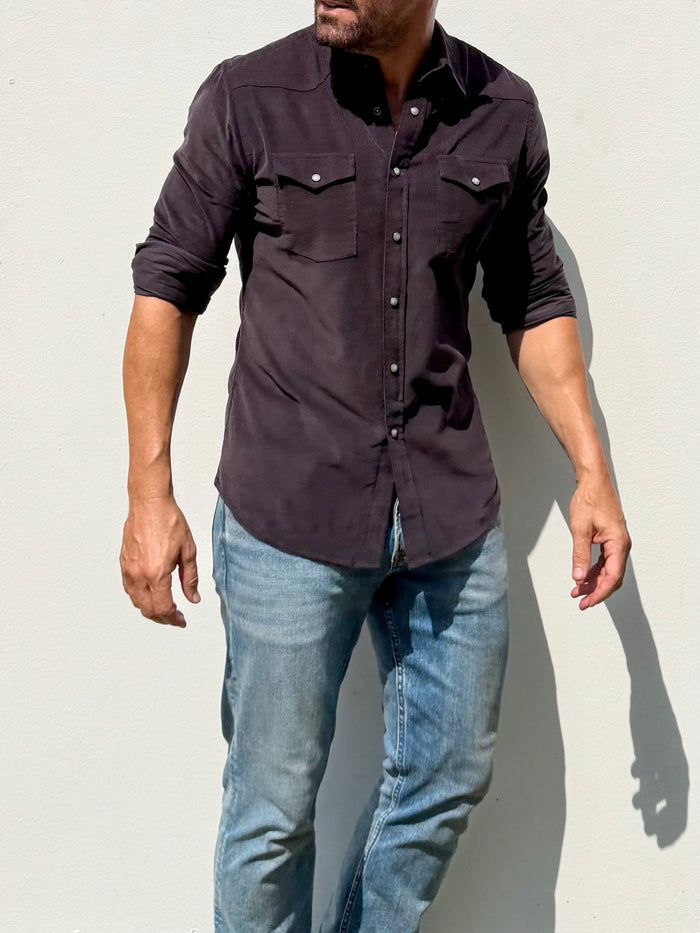 The Corduroy Western - Chocolate Brown/Gray