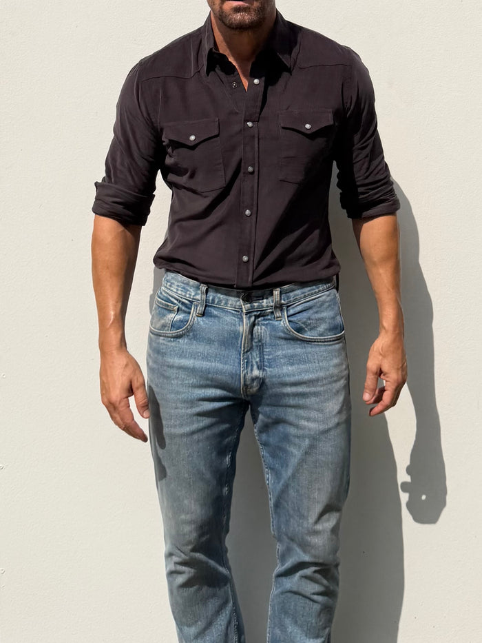 The Corduroy Western - Chocolate Brown/Gray