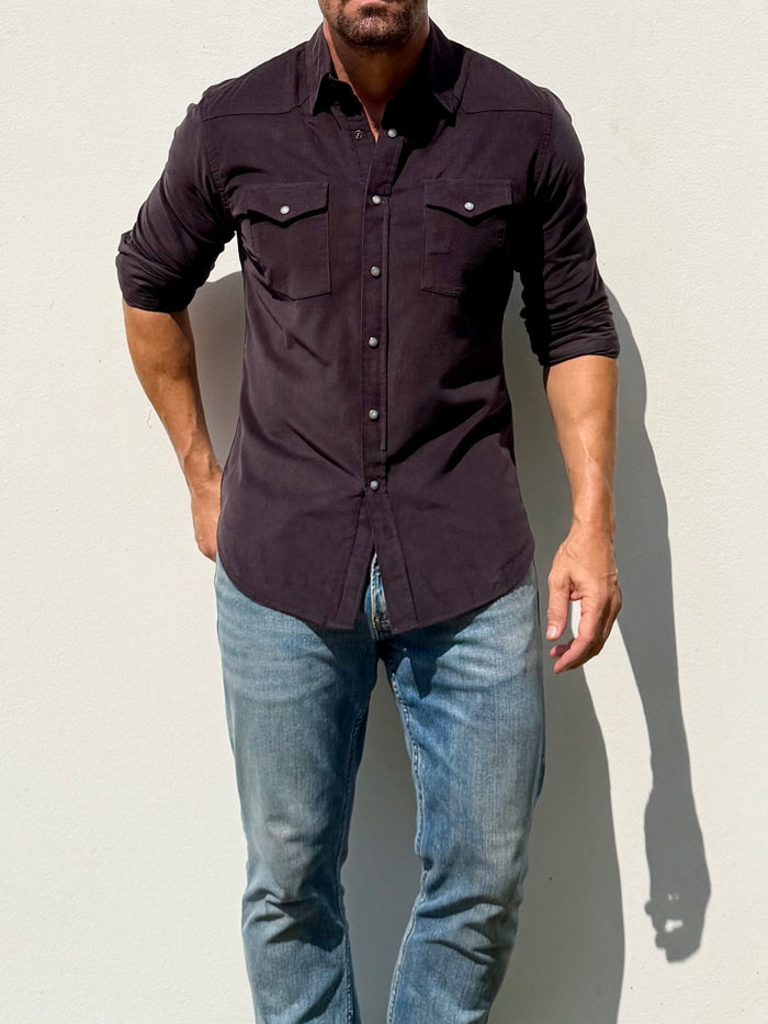 The Corduroy Western - Chocolate Brown/Gray