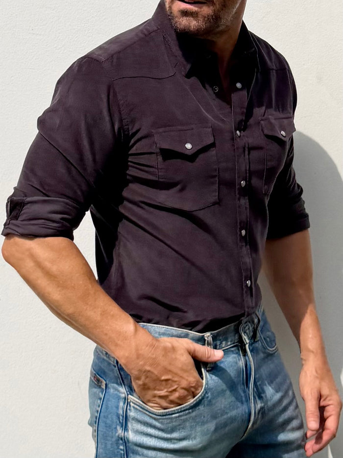 The Corduroy Western - Chocolate Brown/Gray