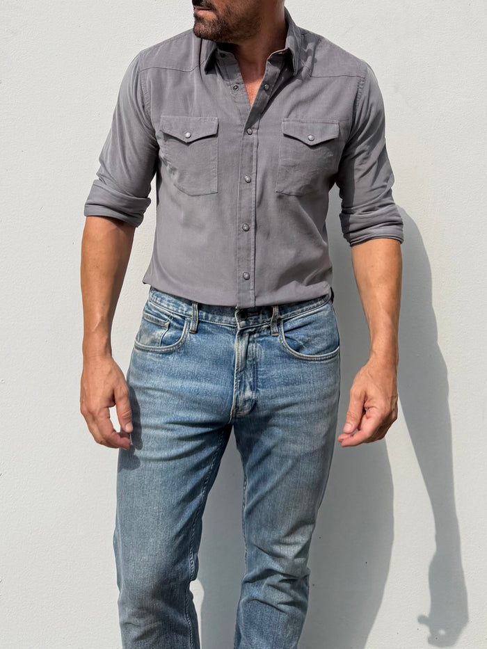 The Corduroy Western - Gunmetal Gray