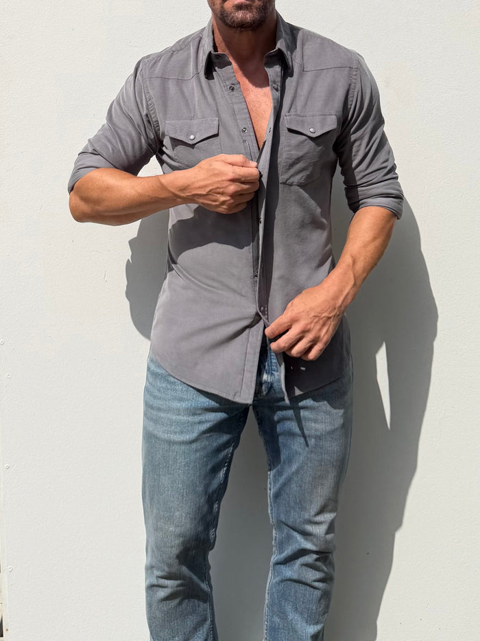 The Corduroy Western - Gunmetal Gray