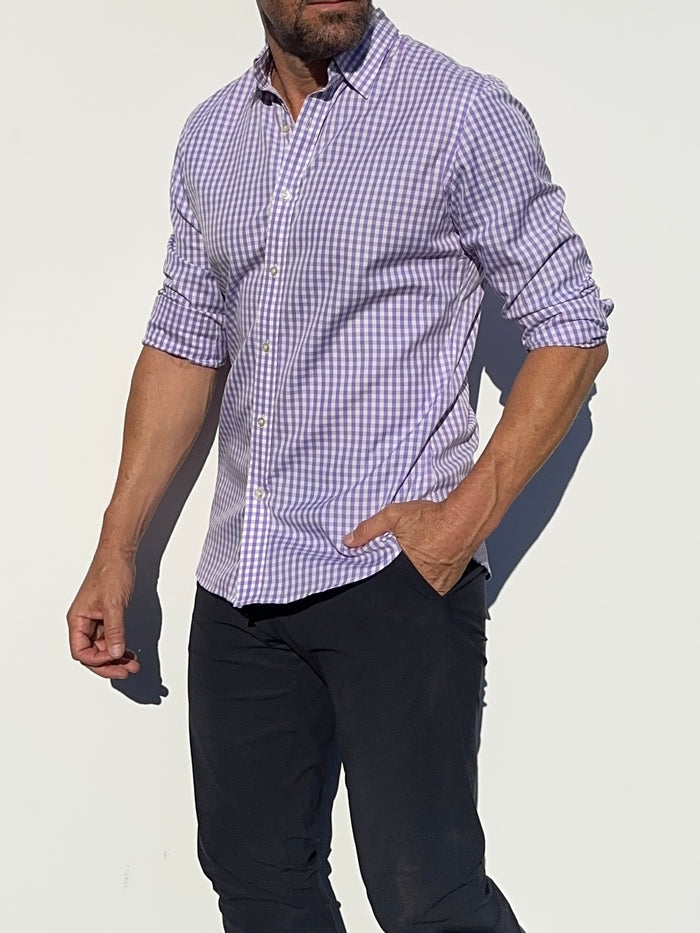 The Gingham Poplin - Lavender Gingham Poplin