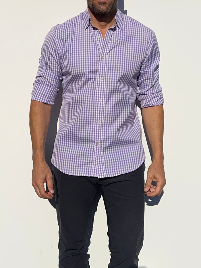 The Gingham Poplin - Lavender Gingham Poplin
