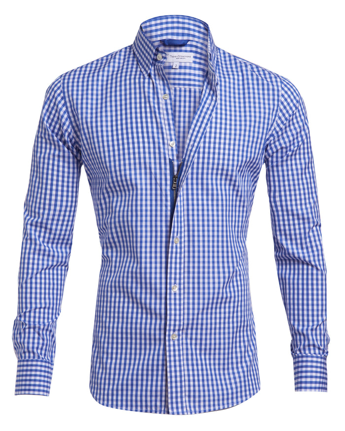 The Gingham Poplin - Navy Gingham Poplin