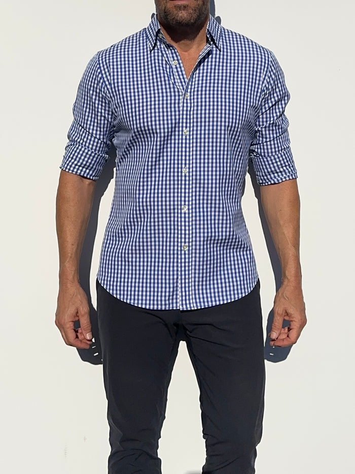 The Gingham Poplin - Navy Gingham Poplin