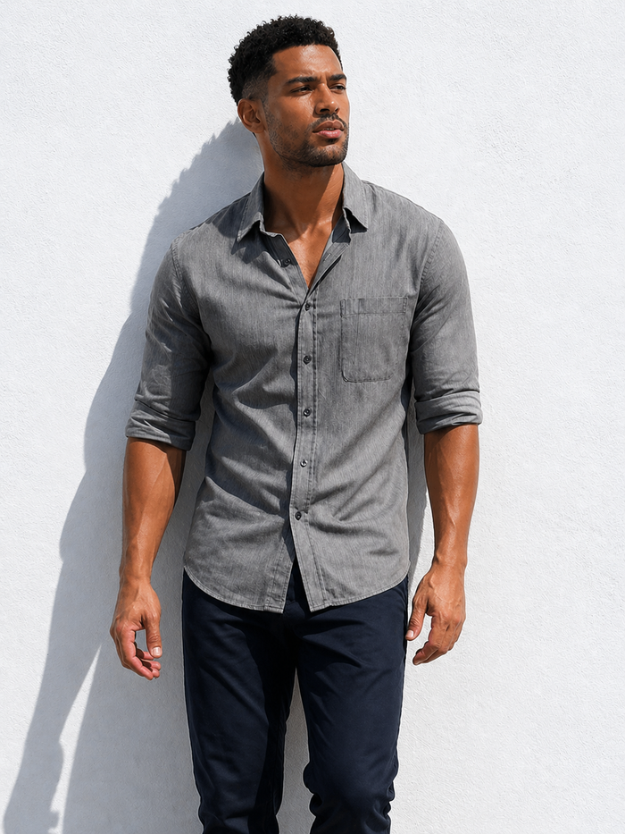The Gray One-Pocket Denim - Gray Denim