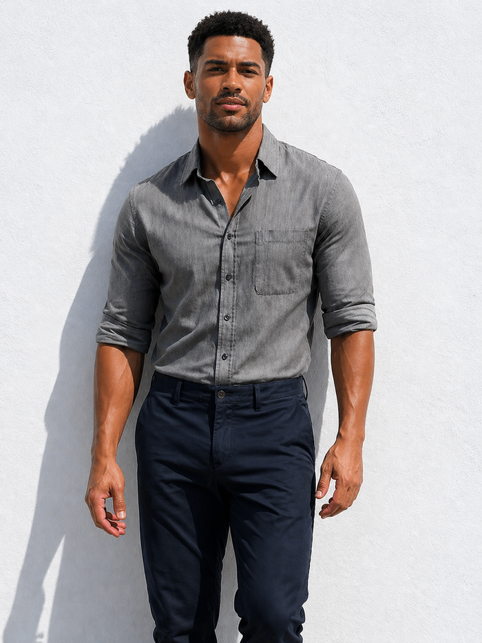 The Gray One-Pocket Denim - Gray Denim