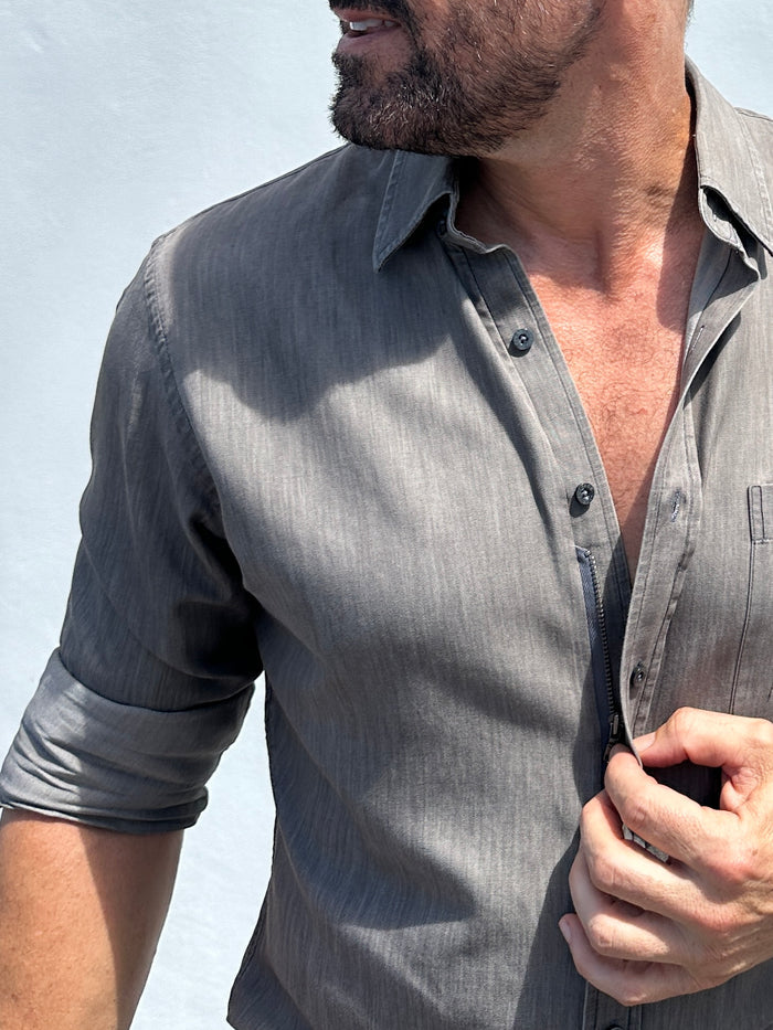 The Gray One-Pocket Denim - Gray Denim
