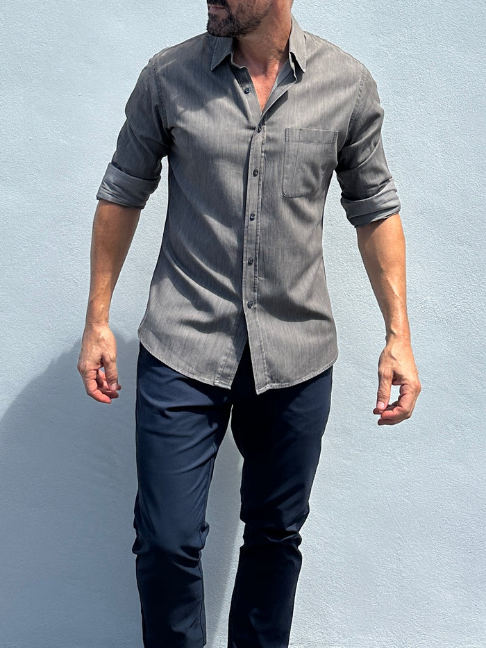 The Gray One-Pocket Denim - Gray Denim