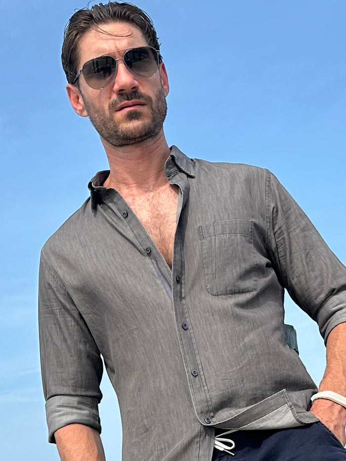 The Gray One-Pocket Denim - Gray Denim