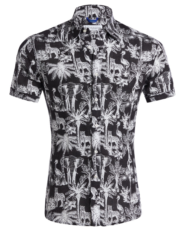 The Jungle Brothers Linen Party Shirt - White on Black