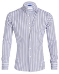 The NYC Pinstriped Poplin - Small Batch #285 White w/Navy Stripe