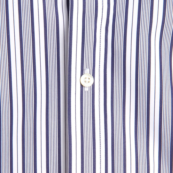 The NYC Pinstriped Poplin - Small Batch #285 White w/Navy Stripe