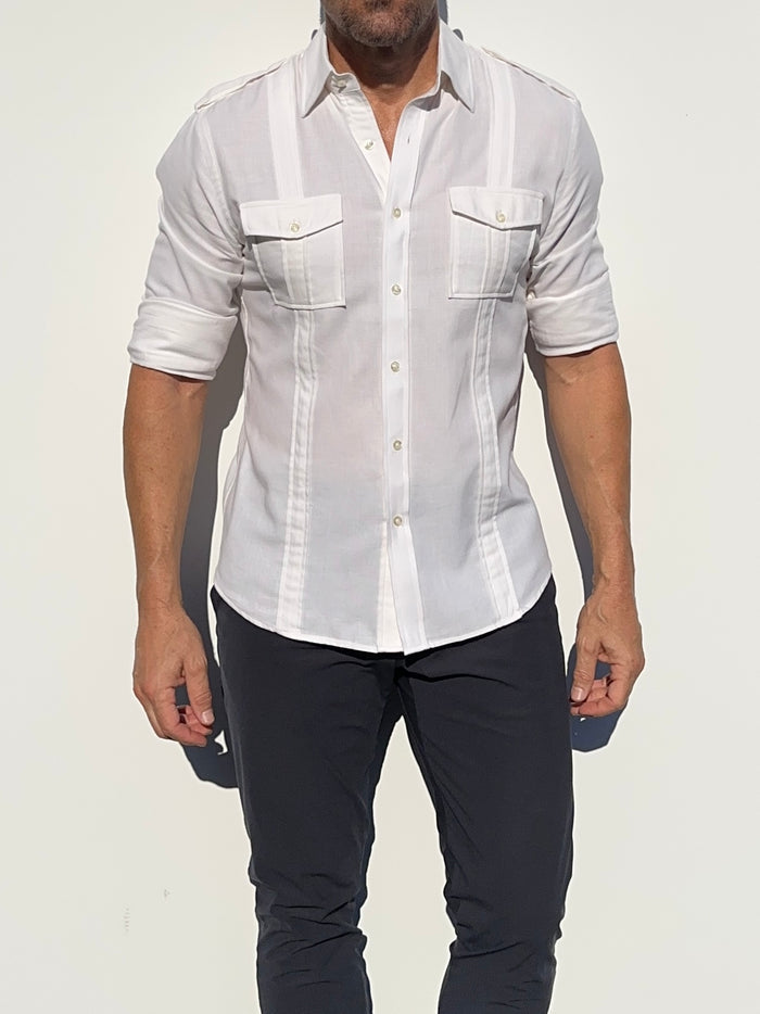 The Raider Shirt in Brushed Twill - Ivory